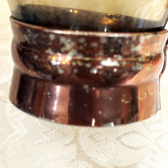 VTG Tia Maria Aperitif Smoked Glass Copper Color Metal Base w/ Handle Set of 4 - Picture 12 of 15